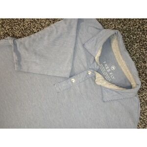 Free Fly Flex Polo II Shirt Mens M Blue Bamboo UPF 50+ Stretch Luxe Short Sleeve